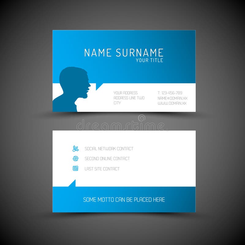 Molde azul simples moderno do cartão com perfil de usuário ilustração royalty free Molde azul simples moderno do cartão com perfil de usuário ilustração royalty free