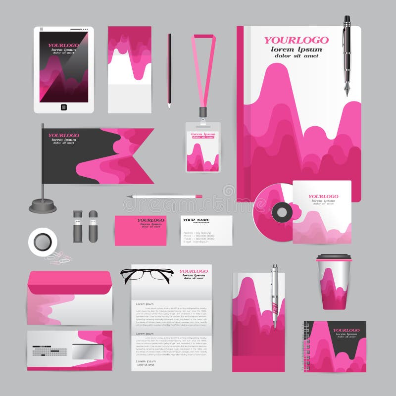 Molde branco da identidade com elementos azuis do origâmi ilustração do vetor