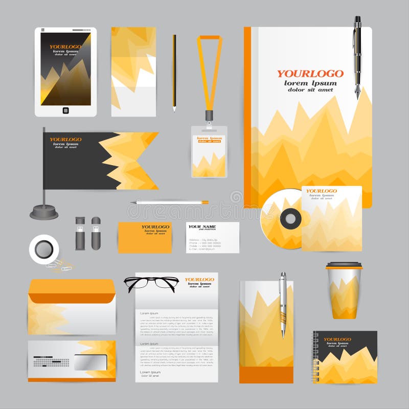 Molde branco da identidade com elementos azuis do origâmi ilustração stock