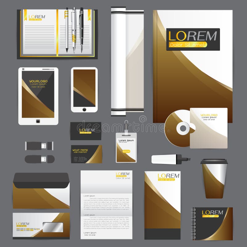 Molde branco da identidade com elementos azuis do origâmi ilustração do vetor