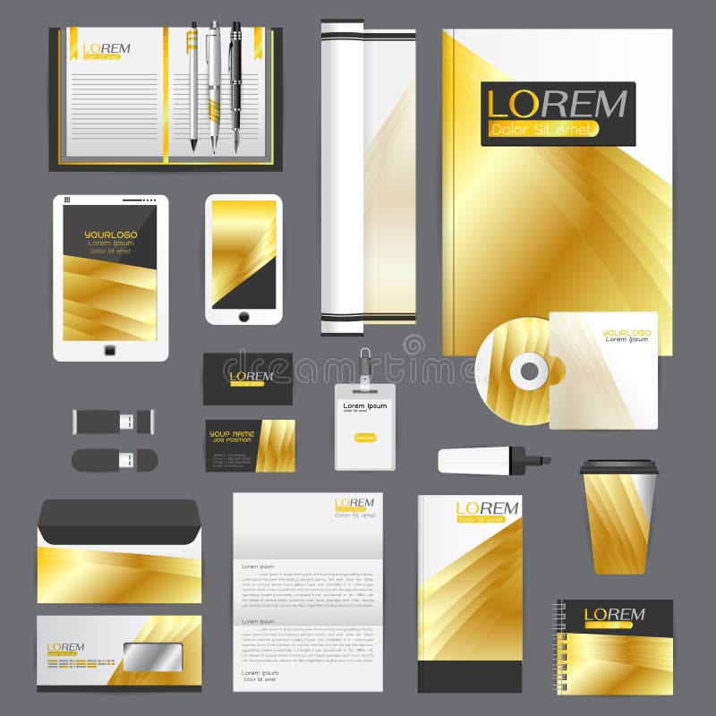 Molde branco da identidade com elementos azuis do origâmi ilustração stock