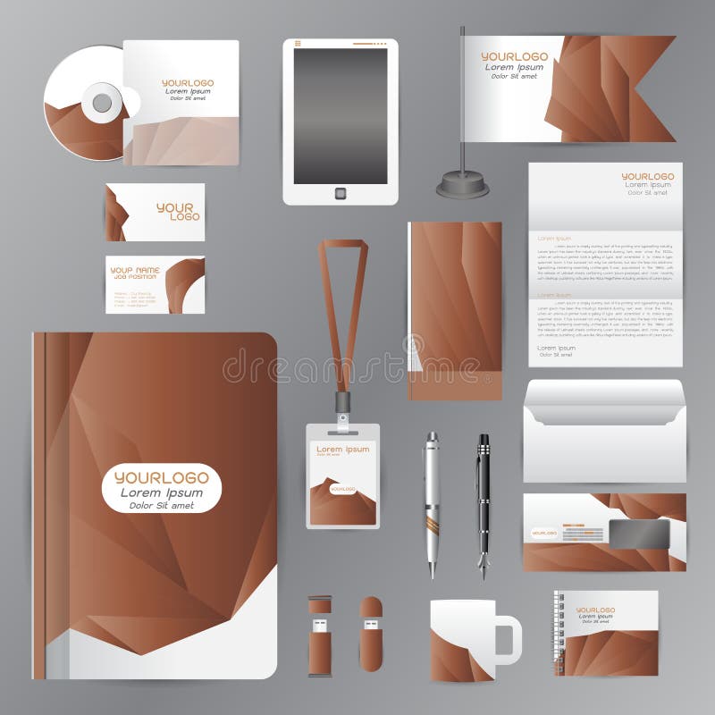 Molde branco da identidade com elementos azuis do origâmi Compa do vetor ilustração stock