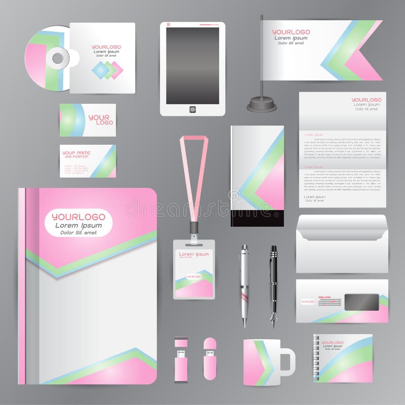 Modelo de identidade visual branco com elementos de origami azul ilustração do vetor