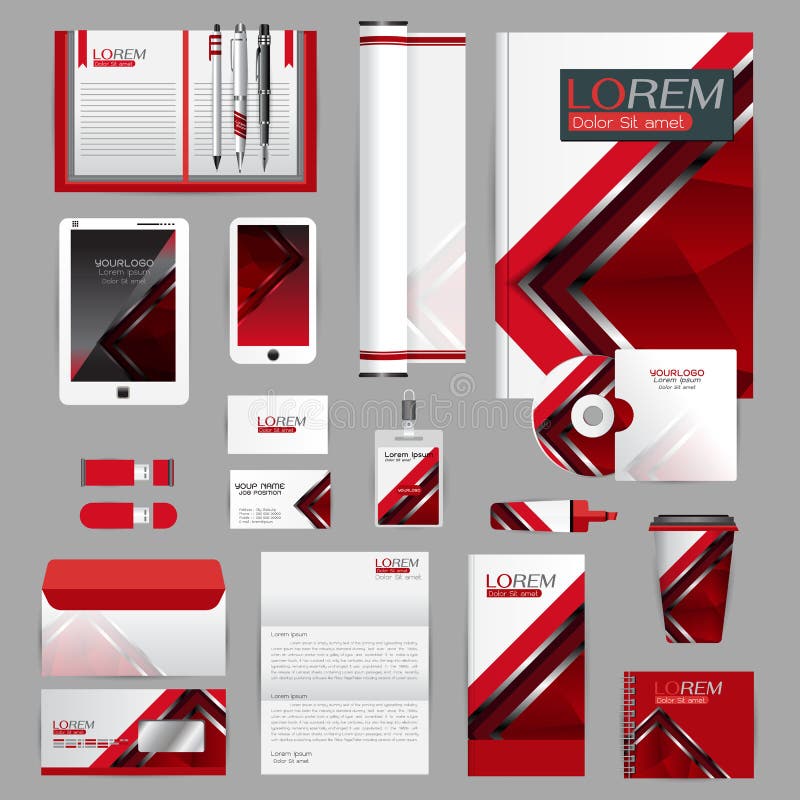 Modelo de identidade visual branco com elementos de origami azul. Estilo vetorial para empresa para diretrizes de manual de marca ilustração do vetor