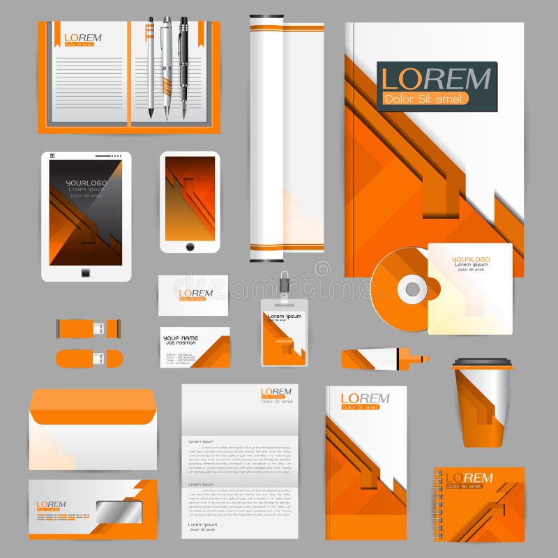 Modelo de identidade visual branco com elementos de origami azul. Estilo vetorial para empresa, diretrizes de manual de marca e ca ilustração royalty free