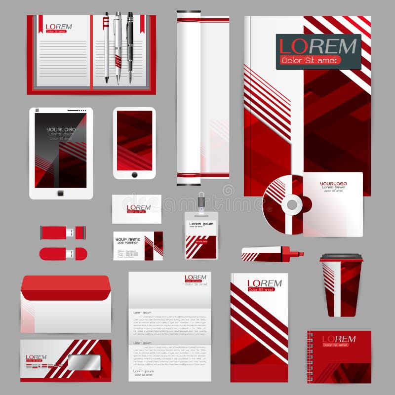 Modelo de identidade visual branco com elementos de origami azul. Estilo vetorial para empresa, diretrizes de manual de marca e ca ilustração stock