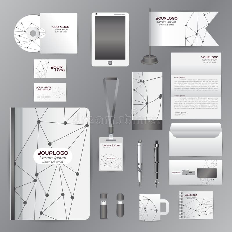 Molde branco da identidade com empresa cinzenta do elementsVector do origâmi ilustração royalty free