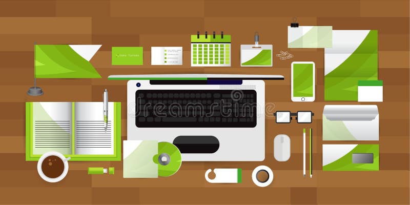 Molde branco da identidade com o calendário do café dos vidros do computador ilustração do vetor