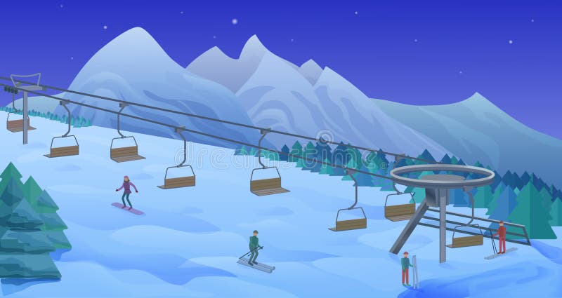 Molde da atividade de lazer do inverno da noite ilustração do vetor Molde da atividade de lazer do inverno da noite ilustração do vetor