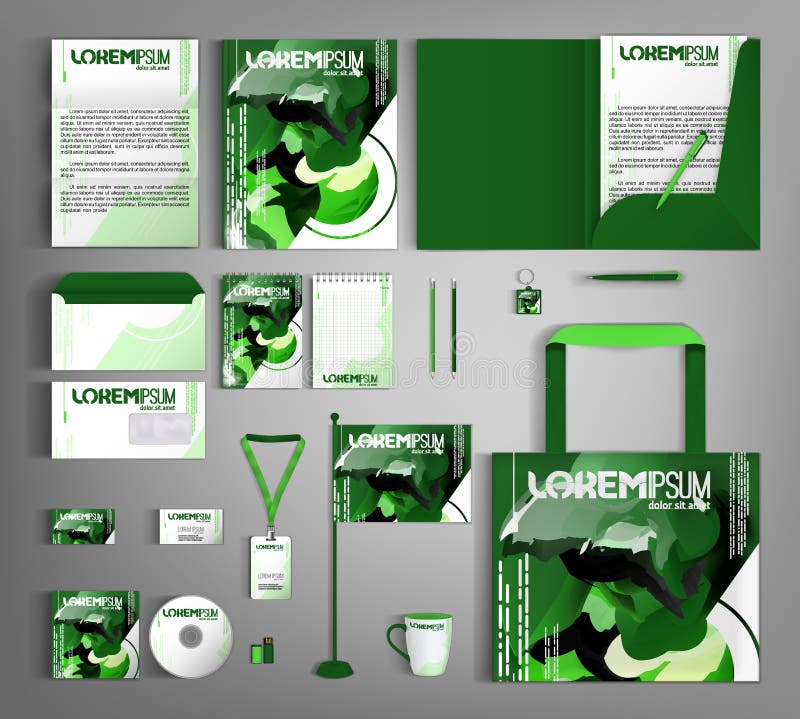 Molde da identidade corporativa Grupo verde com manchas da pintura ilustração stock Molde da identidade corporativa Grupo verde com manchas da pintura ilustração stock