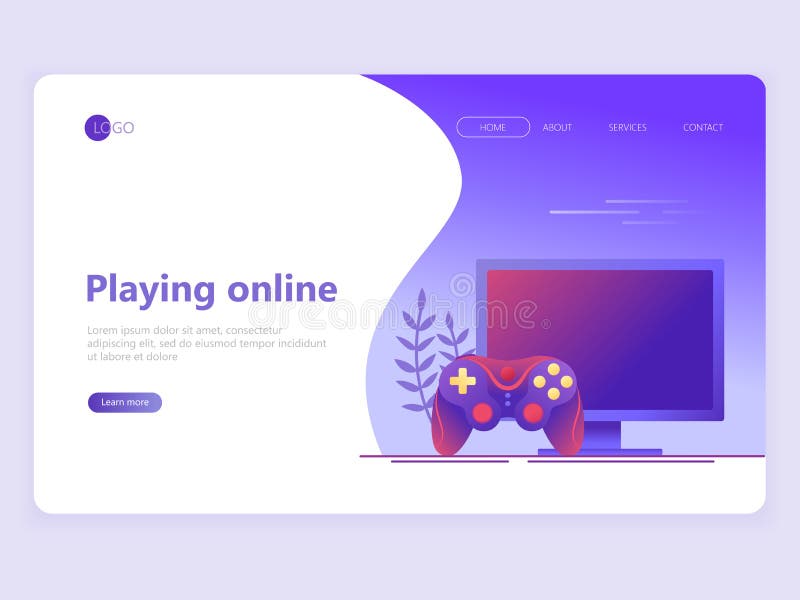 Molde da página da aterragem Jogo video, jogos onlines Tela de computador e gamepad Conceitos lisos da ilustração do vetor para u ilustração stock Molde da página da aterragem Jogo video, jogos onlines Tela de computador e gamepad Conceitos lisos da ilustração do vetor para u ilustração stock