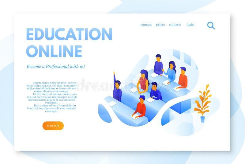 Molde de aterrissagem liso do vetor da página da educação em linha ilustração royalty free Molde de aterrissagem liso do vetor da página da educação em linha ilustração royalty free