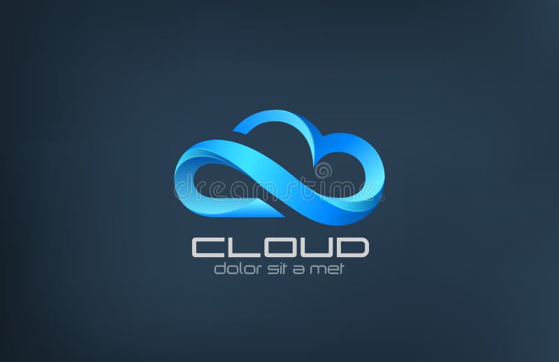 Molde de computação do projeto do logotipo do vetor do ícone da nuvem.