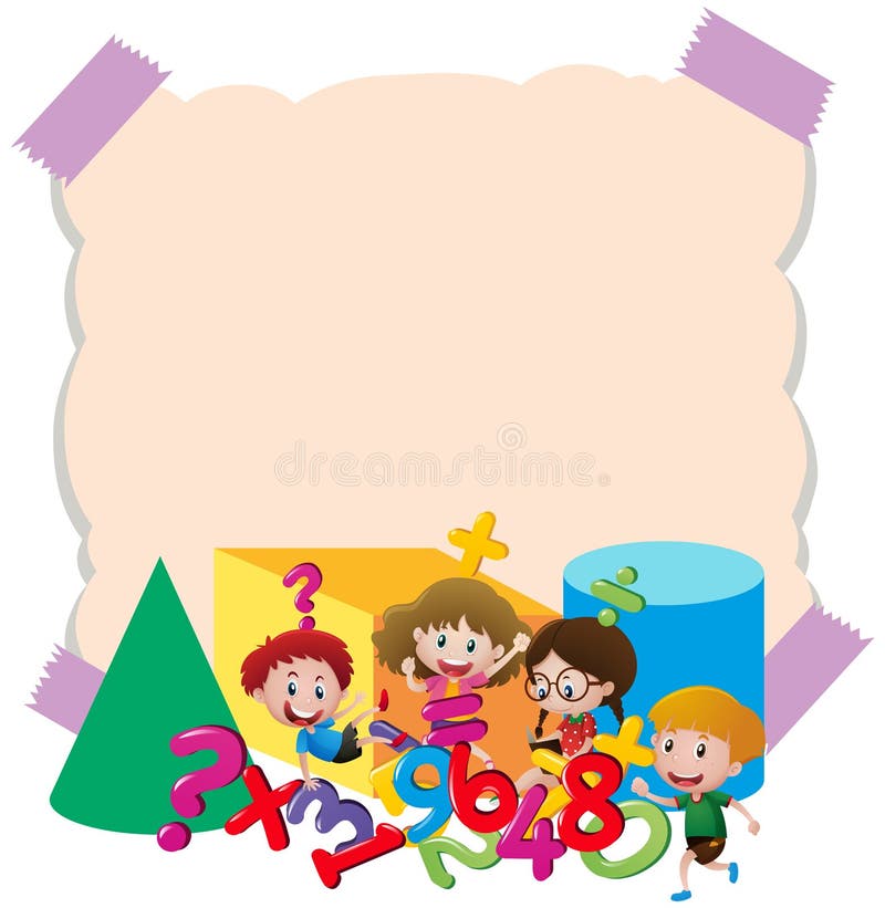 Molde de papel com crianças e números ilustração do vetor Molde de papel com crianças e números ilustração do vetor