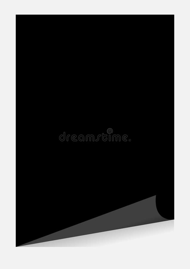 Molde de papel preto do canto da onda da placa a4 isolado no fundo cinzento, folha de papel da etiqueta o quadro preto do molde d ilustração do vetor Molde de papel preto do canto da onda da placa a4 isolado no fundo cinzento, folha de papel da etiqueta o quadro preto do molde d ilustração do vetor