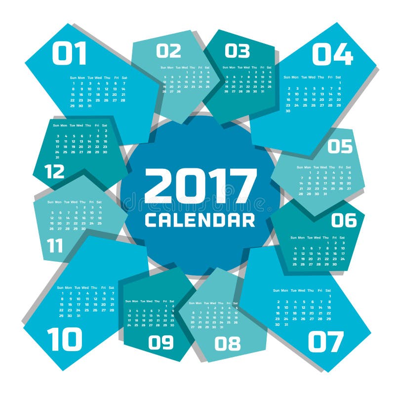 Molde 2017 do calendário ilustração royalty free Molde 2017 do calendário ilustração royalty free