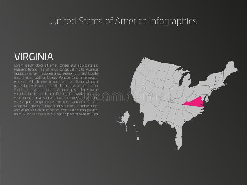 Molde Do Infographics Do Mapa Dos EUA Com Virgínia Destacada Ilustração