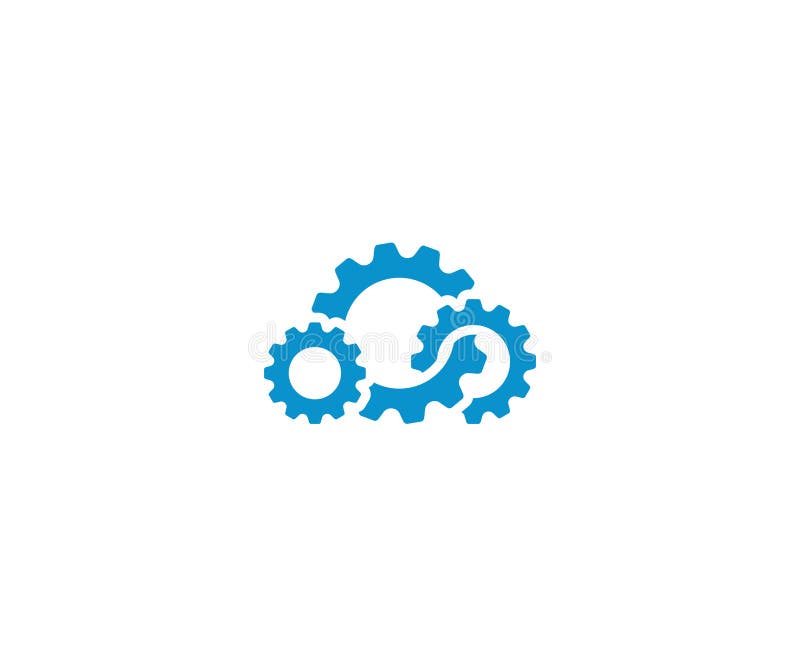 Molde do logotipo da engrenagem da nuvem Projeto de computação do vetor da nuvem