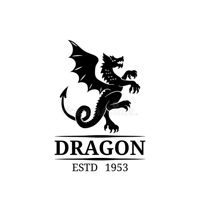 Molde do logotipo do dragão do vetor Monograma luxuoso Ilustração animal do símbolo do vintage gracioso para o boutique, o cartão ilustração royalty free Molde do logotipo do dragão do vetor Monograma luxuoso Ilustração animal do símbolo do vintage gracioso para o boutique, o cartão ilustração royalty free