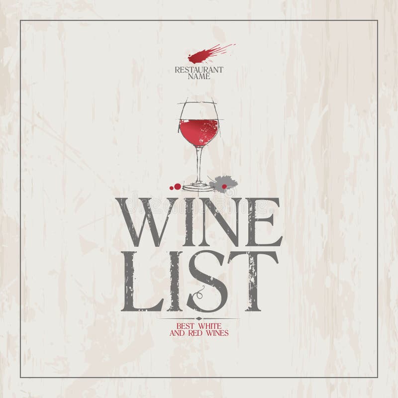 Modelo de Menu de Vinhos. ilustração stock