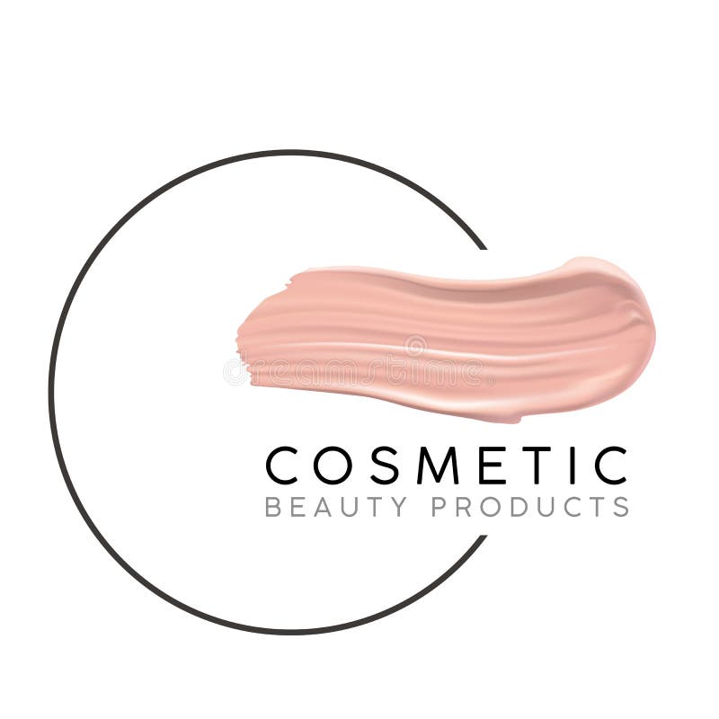 Molde do projeto da composição com lugar para o texto O conceito cosmético do logotipo da fundação líquida e o batom mancham curs ilustração royalty free Molde do projeto da composição com lugar para o texto O conceito cosmético do logotipo da fundação líquida e o batom mancham curs ilustração royalty free