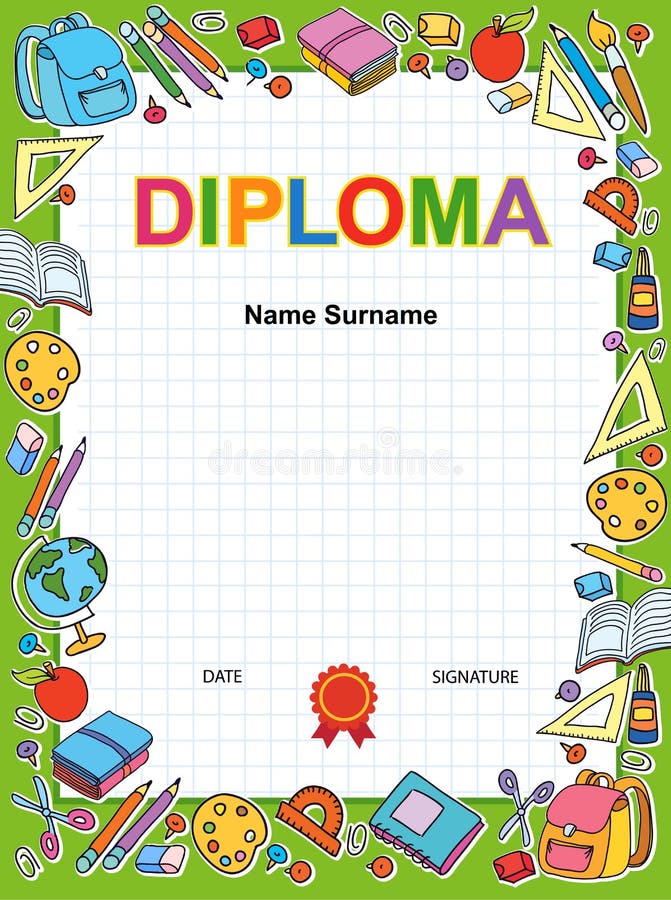 Modelo de design de fundo para certificado/diploma infantil ilustração royalty free