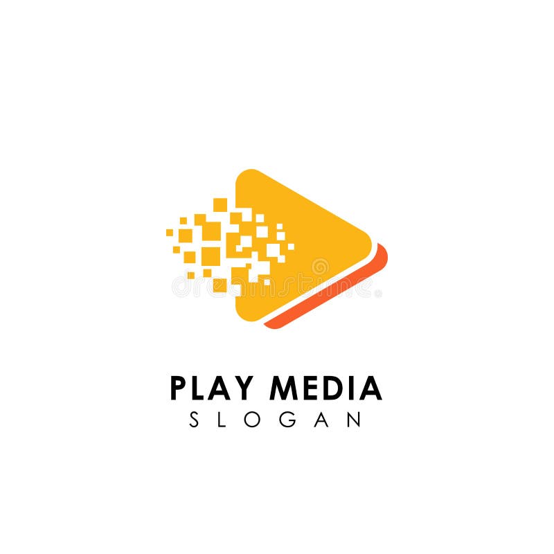 Modelo de design de logótipo pixel play media. símbolos de ícone de reprodução triangular ilustração stock
