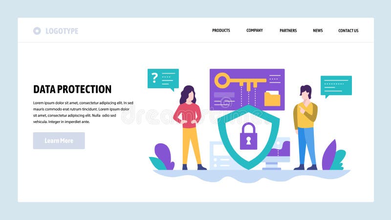 Molde do projeto do Web site do vetor Proteção de dados, privacidade e acesso seguro Conceitos da página da aterrissagem para o W ilustração do vetor Molde do projeto do Web site do vetor Proteção de dados, privacidade e acesso seguro Conceitos da página da aterrissagem para o W ilustração do vetor
