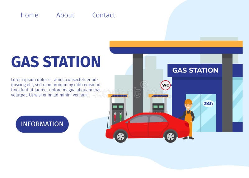 Molde do site do vetor do posto de gasolina do gás O combustível e a benzina do transporte relacionaram a construção de serviço, ilustração stock Molde do site do vetor do posto de gasolina do gás O combustível e a benzina do transporte relacionaram a construção de serviço, ilustração stock