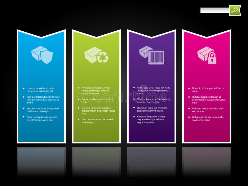 Modelo de website com etiquetas coloridas ilustração do vetor