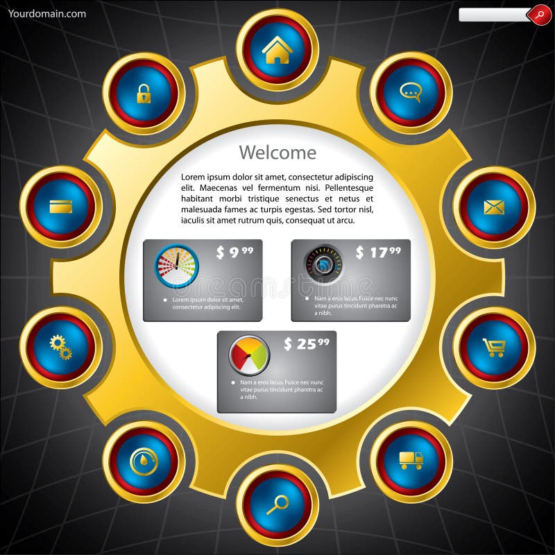 Modelo de website de compras ilustração stock