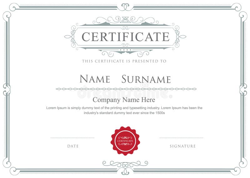Molde elegante dos flourishes do vetor da beira do certificado ilustração stock Molde elegante dos flourishes do vetor da beira do certificado ilustração stock