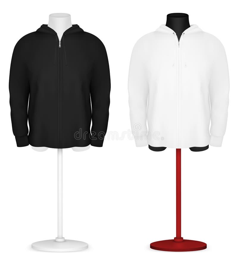 Molde de casaco comprido de manga comprida com capuz liso ilustração stock