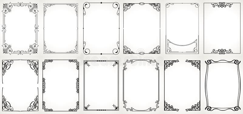 Molde grande de quadros decorativos do vintage, forma retangular do grupo das beiras ilustração royalty free Molde grande de quadros decorativos do vintage, forma retangular do grupo das beiras ilustração royalty free