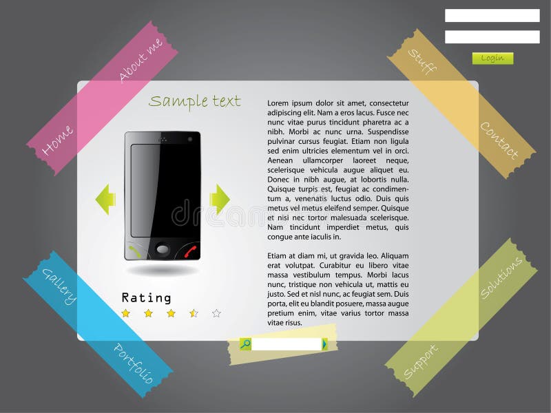 Modelo de website com fita adesiva ilustração stock