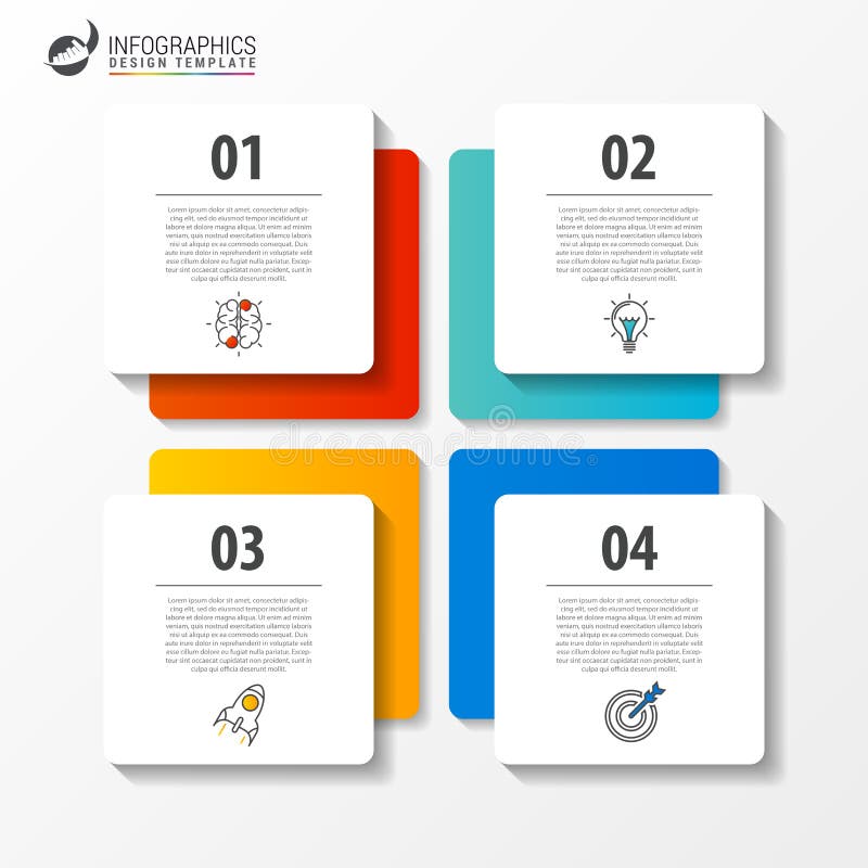 Molde infographic do negócio com 4 etapas quadrado Vetor ilustração royalty free Molde infographic do negócio com 4 etapas quadrado Vetor ilustração royalty free