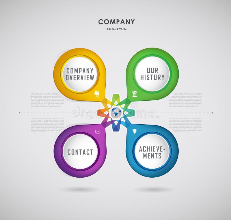 Molde infographic do projeto da vista geral da empresa ilustração do vetor Molde infographic do projeto da vista geral da empresa ilustração do vetor