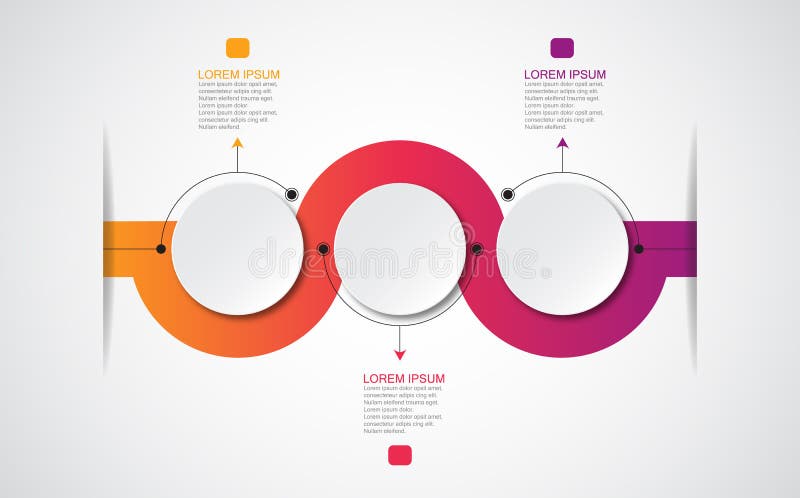 Molde infographic do vetor com etiqueta do papel 3D, círculos integrados Pode ser usado para a disposição dos trabalhos, diagrama