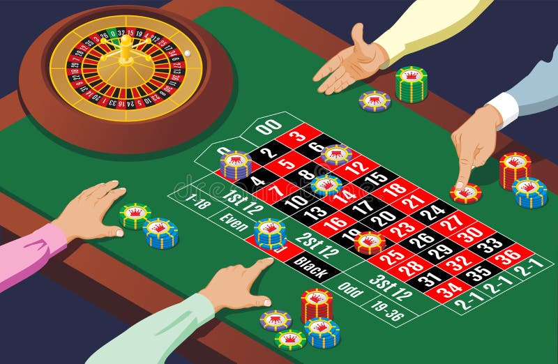 Molde isométrico da tabela da roleta do casino ilustração royalty free Molde isométrico da tabela da roleta do casino ilustração royalty free
