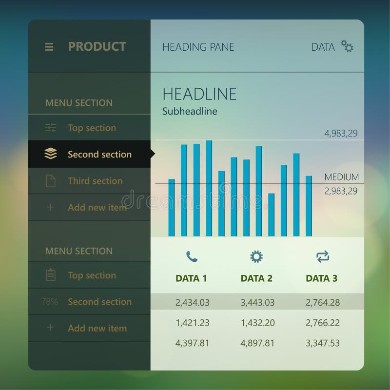 Molde moderno da tela da interface de utilizador para o móbil ilustração stock Molde moderno da tela da interface de utilizador para o móbil ilustração stock