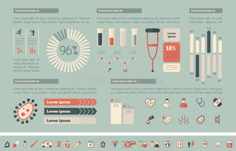 Modelo de Infográfico Médico. ilustração stock