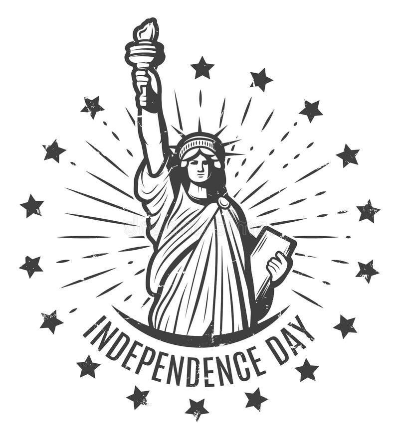 Molde redondo da etiqueta do Dia da Independência do vintage ilustração stock Molde redondo da etiqueta do Dia da Independência do vintage ilustração stock