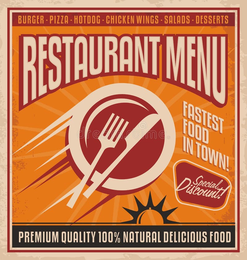 Molde retro do cartaz para o restaurante do fast food