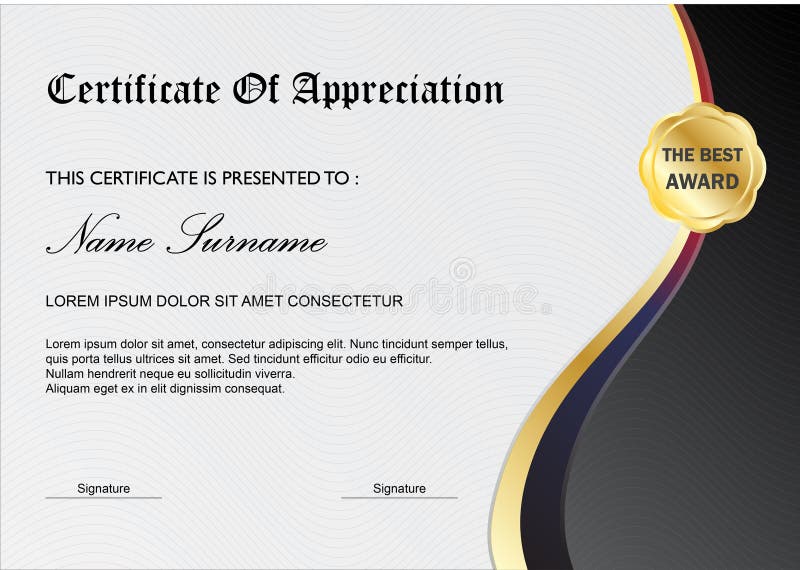 Molde simples da concessão do certificado/diploma, Gray Black ilustração do vetor Molde simples da concessão do certificado/diploma, Gray Black ilustração do vetor