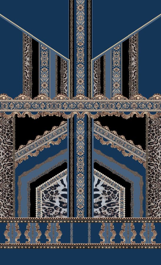 Baroque blue black design seamless style versace rococo luxury royalty free illustration Baroque blue black design seamless style versace rococo luxury royalty free illustration