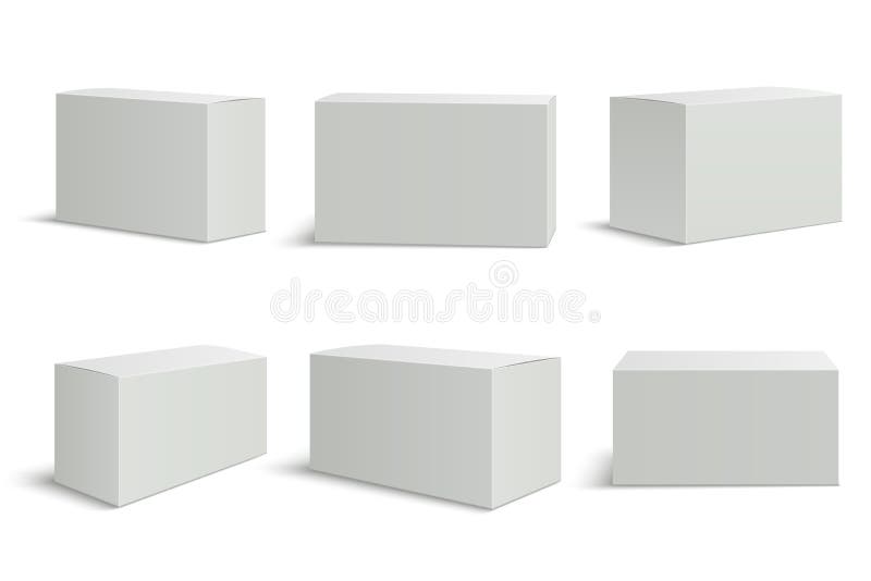 Moldes das caixas brancas A caixa médica vazia 3d isolou o empacotamento do papel Modelo do vetor do pacote da caixa do retângulo ilustração do vetor Moldes das caixas brancas A caixa médica vazia 3d isolou o empacotamento do papel Modelo do vetor do pacote da caixa do retângulo ilustração do vetor
