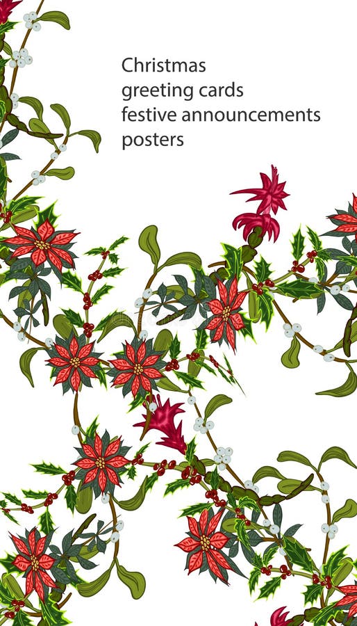 Moldes do Natal com as flores para seu projeto, cartões, anúncios festivos ilustração do vetor Moldes do Natal com as flores para seu projeto, cartões, anúncios festivos ilustração do vetor