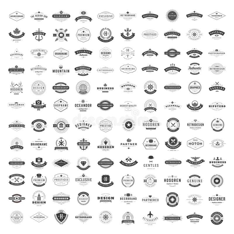 Moldes do projeto dos logotipos do vintage ajustados Coleção dos elementos dos logotypes do vetor ilustração stock Moldes do projeto dos logotipos do vintage ajustados Coleção dos elementos dos logotypes do vetor ilustração stock
