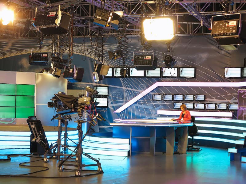13.04.2014, MOLDOVA, Publika TV NEWS studio with light equipment ready for recordind release.