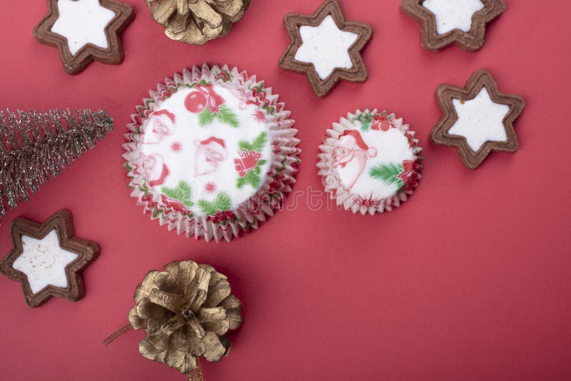 Molds for Baking Christmas Cupcakes. Stock Photo - Image of concept
